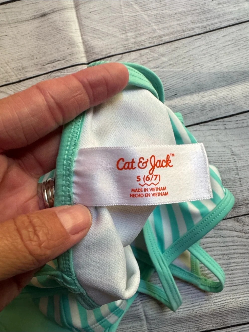 Cat & Jack Mint Green & White Striped Tankani size Small